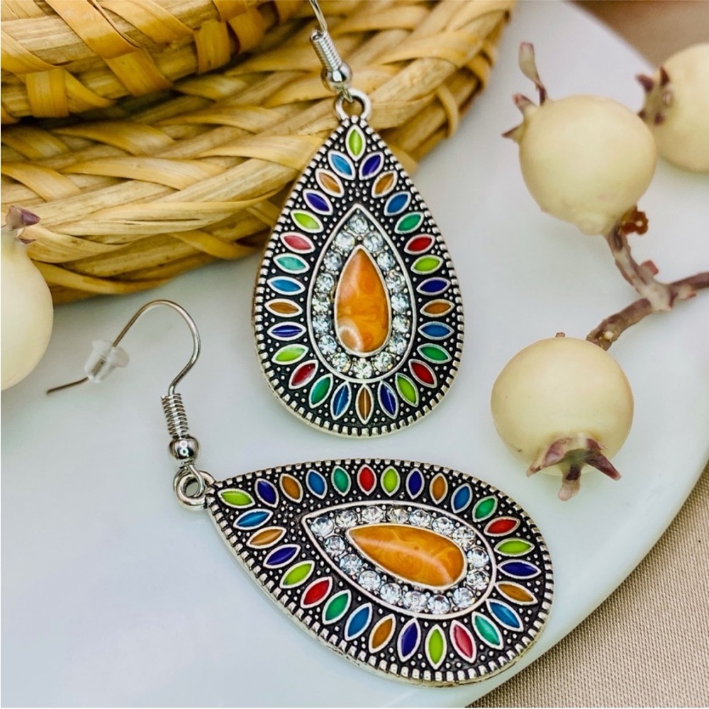 Bohemian Colorful Teardrop Earrings